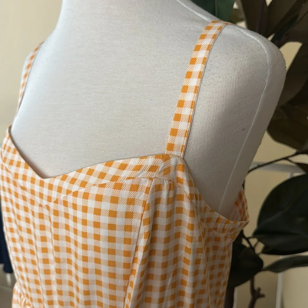 Torrid Midi Challis Skater Yellow Plaid Dress 0/L US 12 - Picture 6 of 16